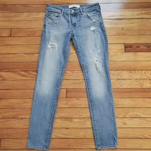 Abercrombie and Fitch Rhinestone Embellished Distressed Skinny Jean Sz W29 / 8